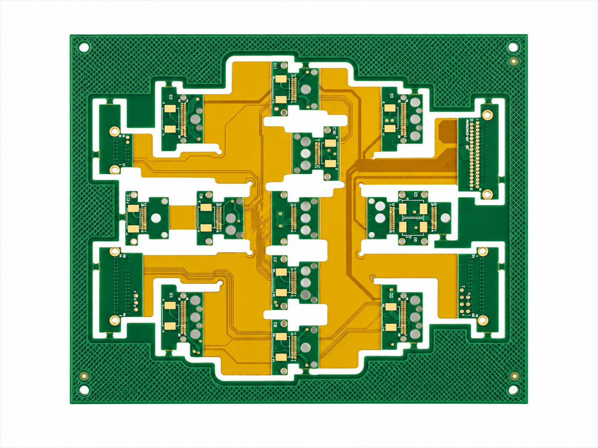 FPC and rigid-flex PCB panel with flexible circuit sections