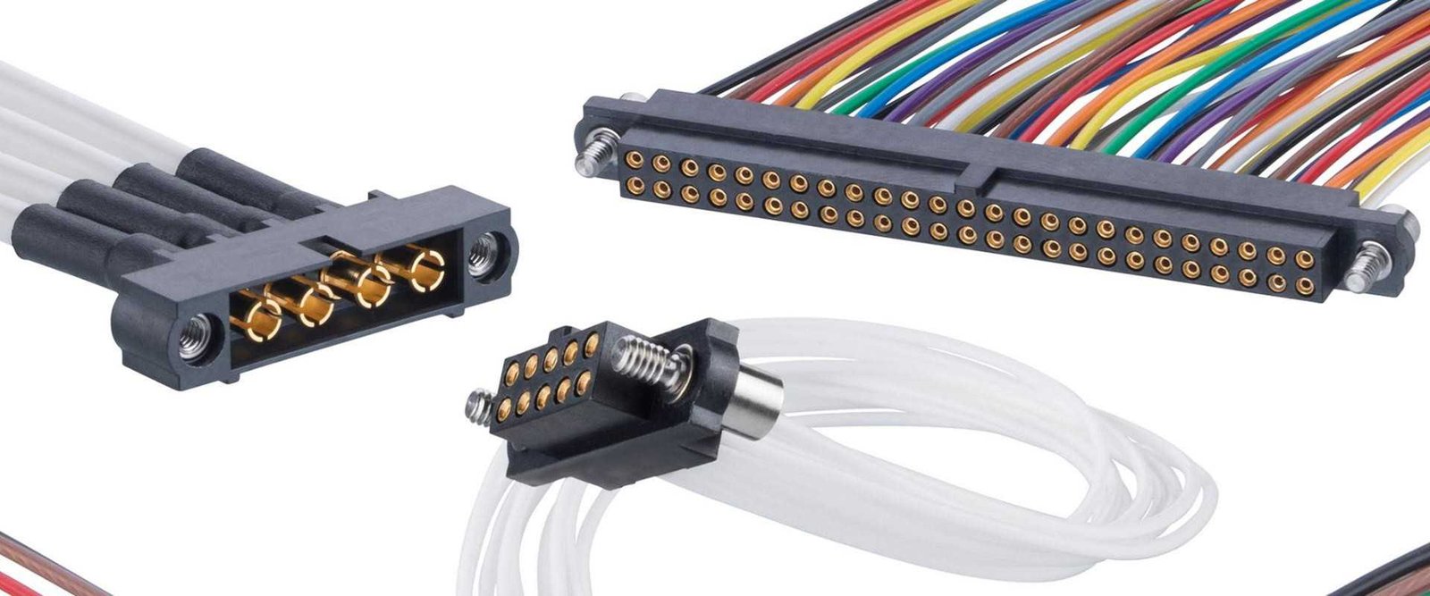 Cable and connector set | GlobalWellPCB Several cable assemblies with multicolored wires and different connector housings